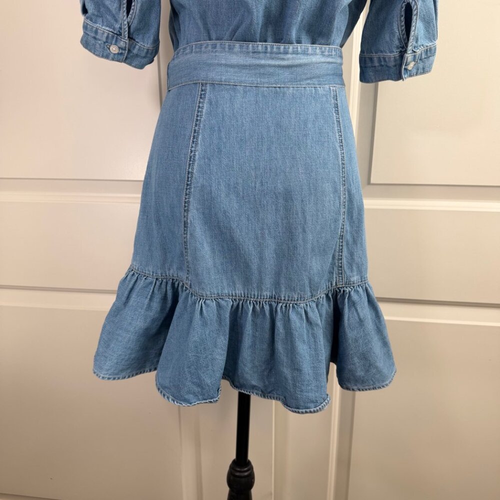Veronica Beard Kanika Belted Denim Minidress in Iceberg - Small - Picture 15 of 16